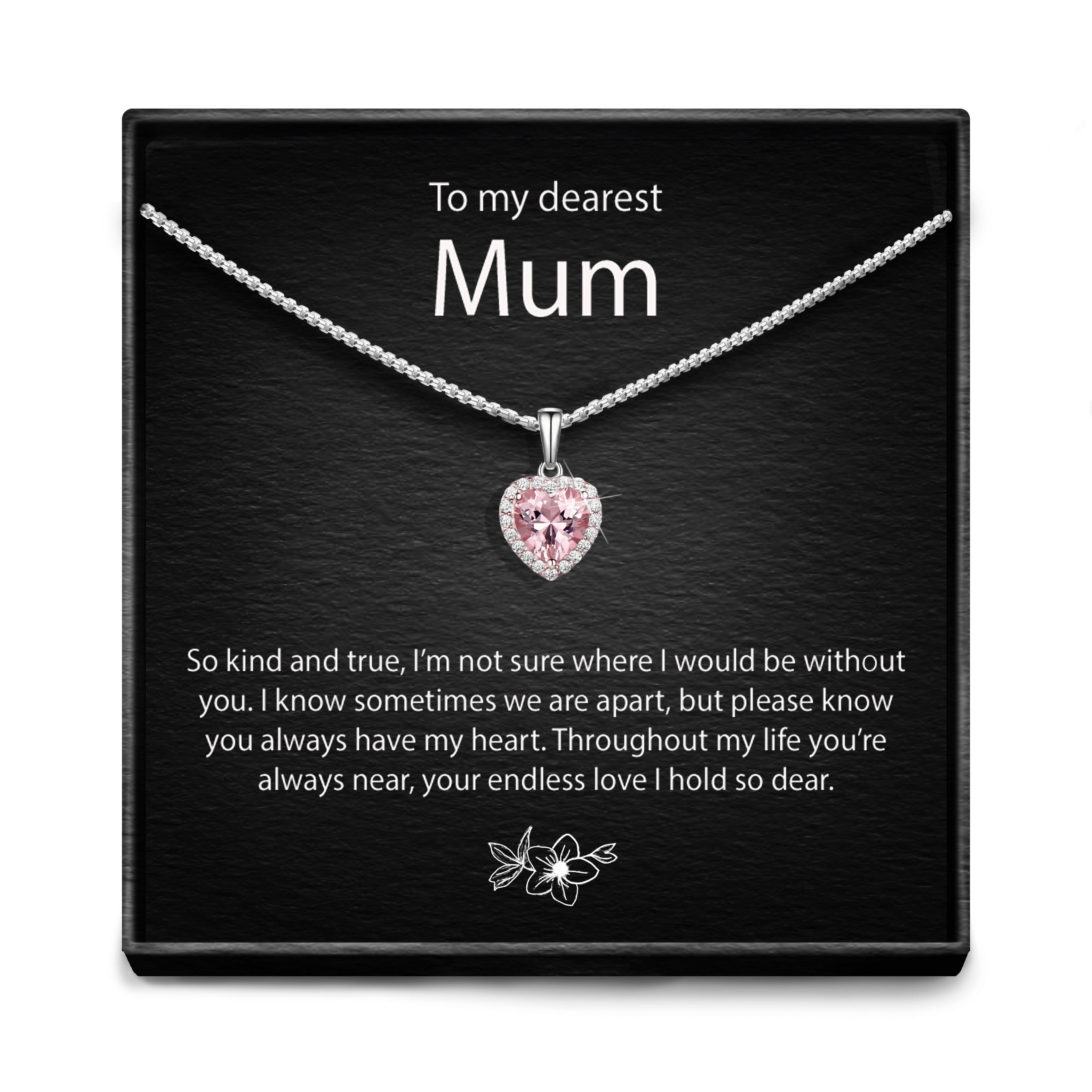 "My Dearest Mum" - Pink Morganite Heart Necklace