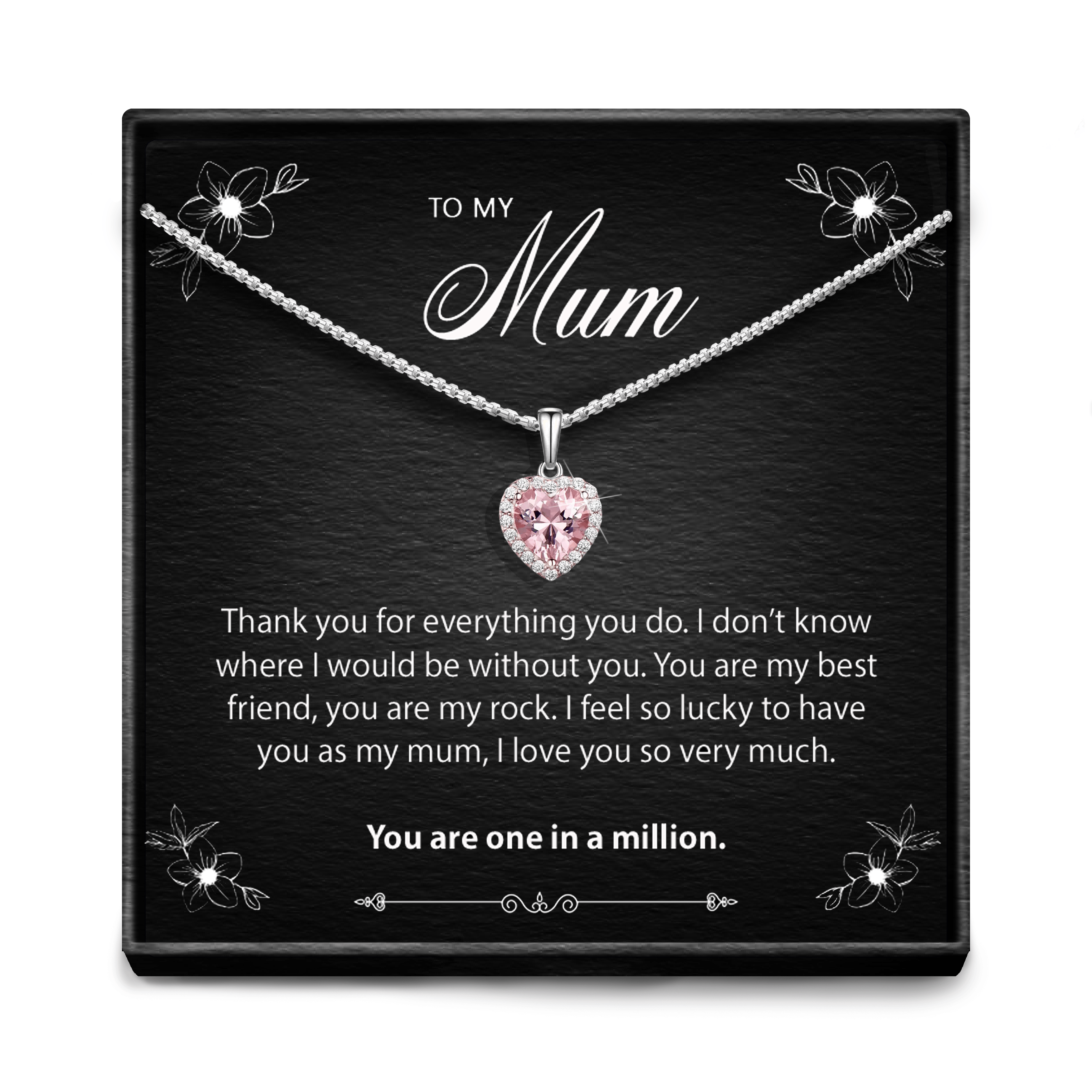 One In A Million Mum - Pink Morganite Heart Necklace