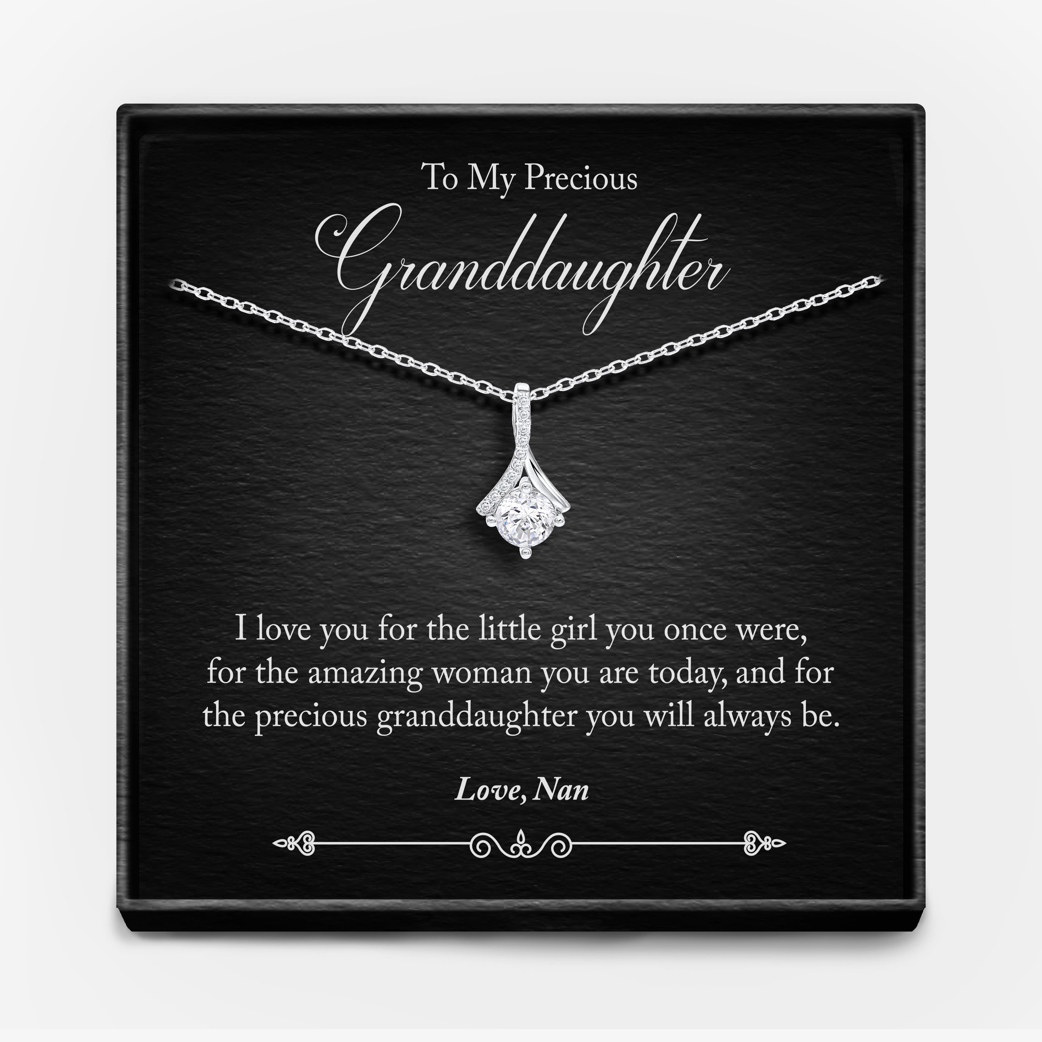 "TO MY GRANDDAUGHTER" WHITE GOLD NECKLACE