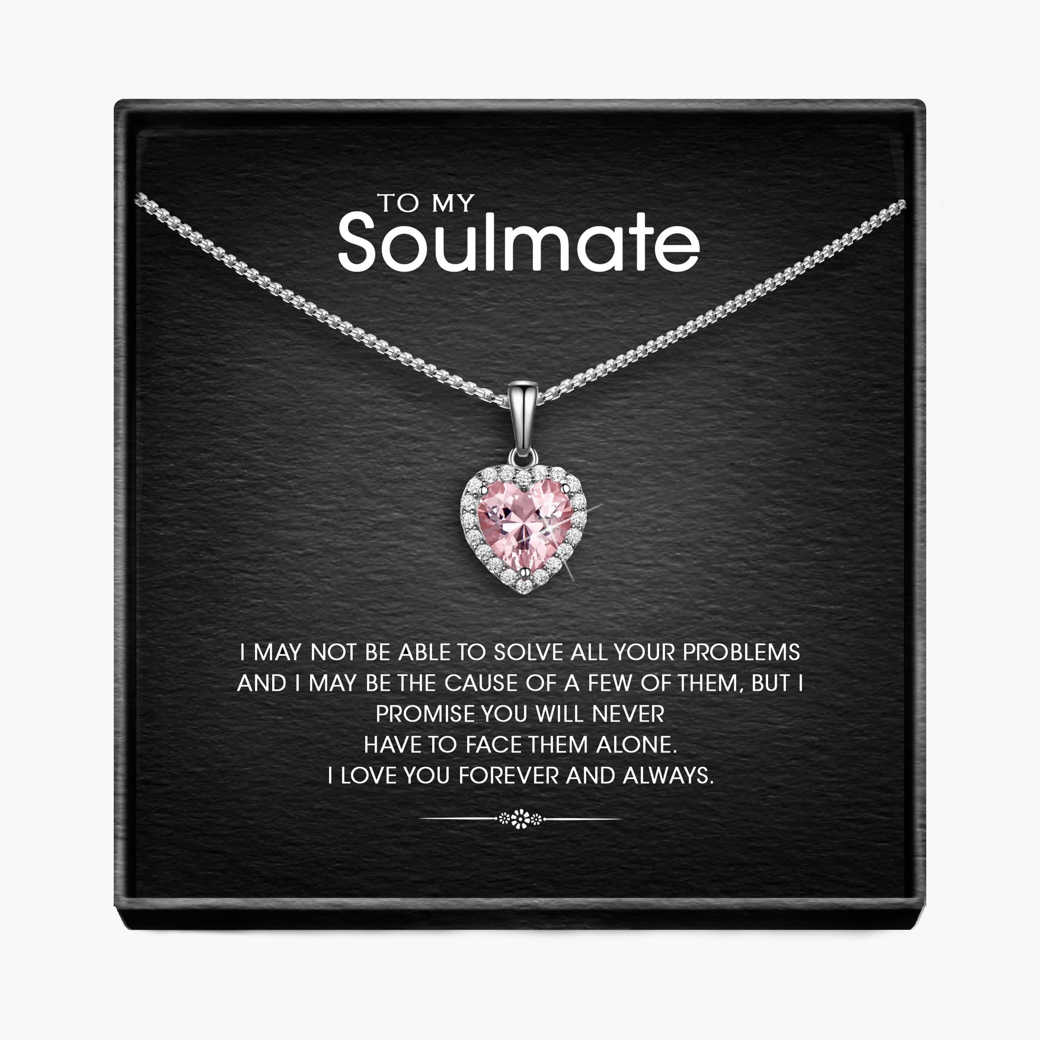 Forever and Always Soulmate  - Sparkling Morganite Heart Necklace