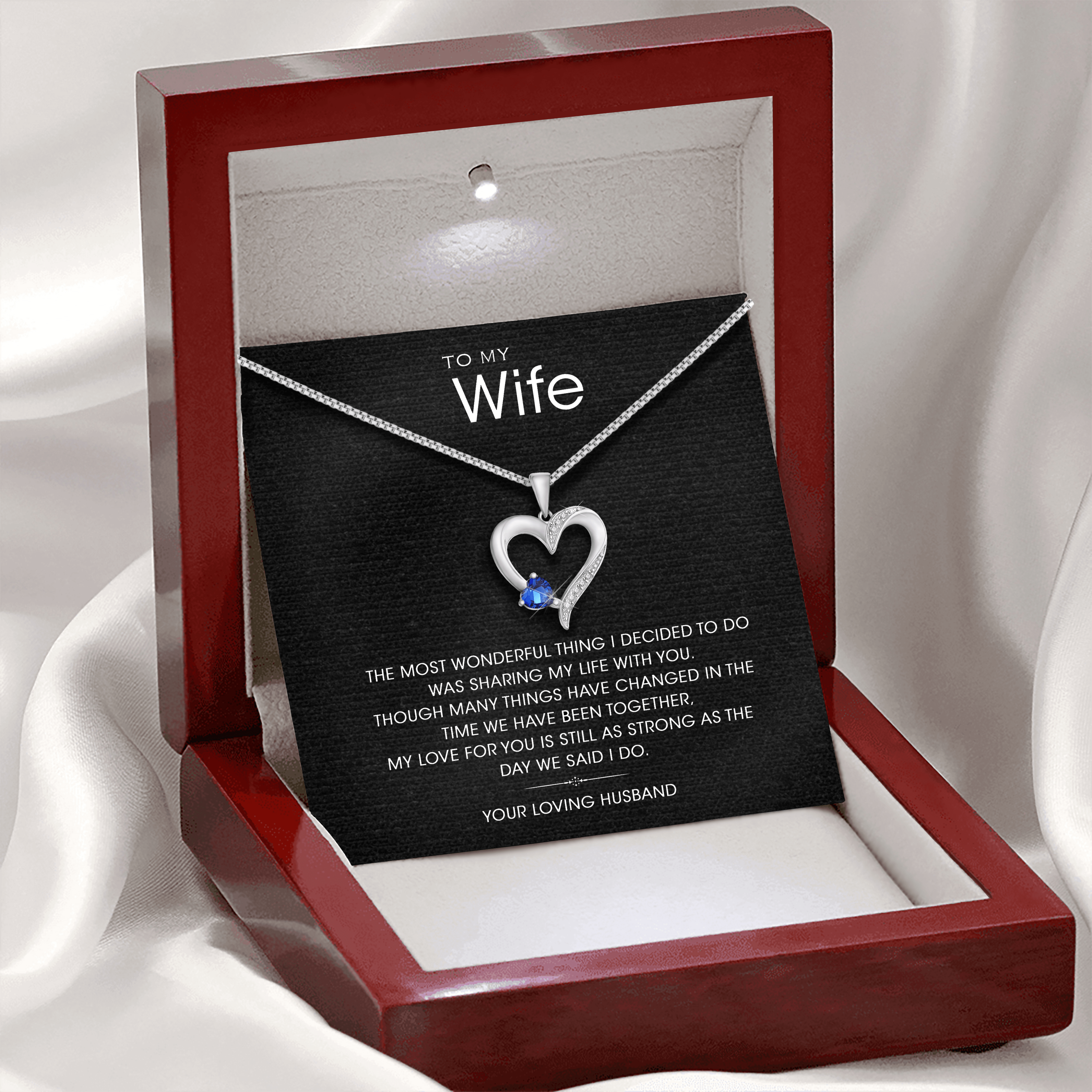 "TO MY WIFE " - Sterling Silver Sacred Heart Necklace - 5 Colours
