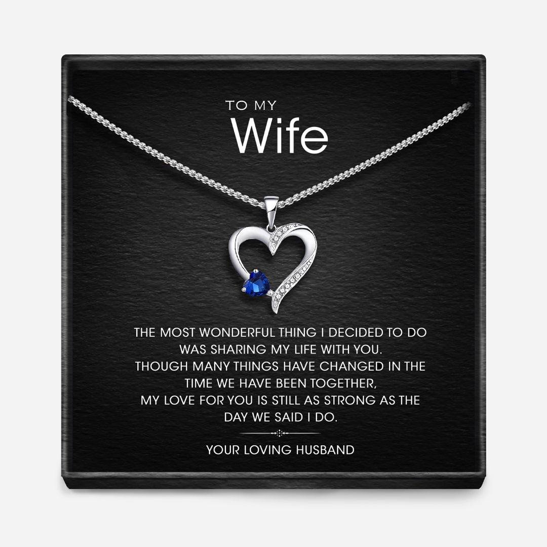 "TO MY WIFE " - Sterling Silver Sacred Heart Necklace - 5 Colours