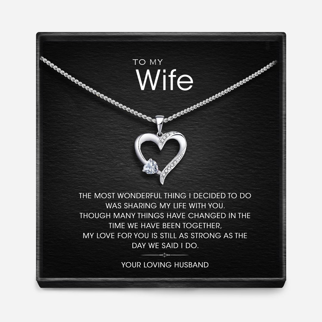 "TO MY WIFE " - Sterling Silver Sacred Heart Necklace - 5 Colours