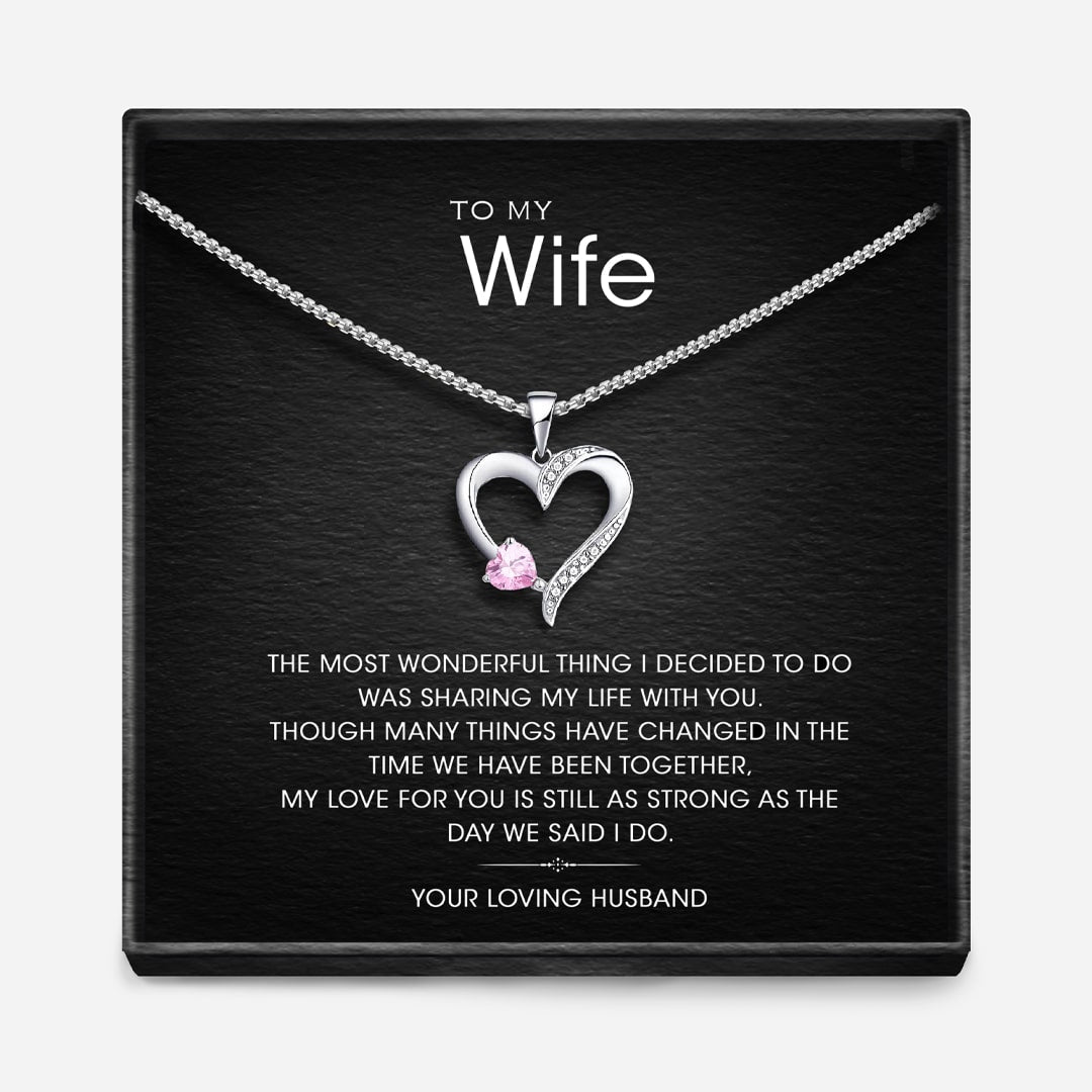"TO MY WIFE " - Sterling Silver Sacred Heart Necklace - 5 Colours