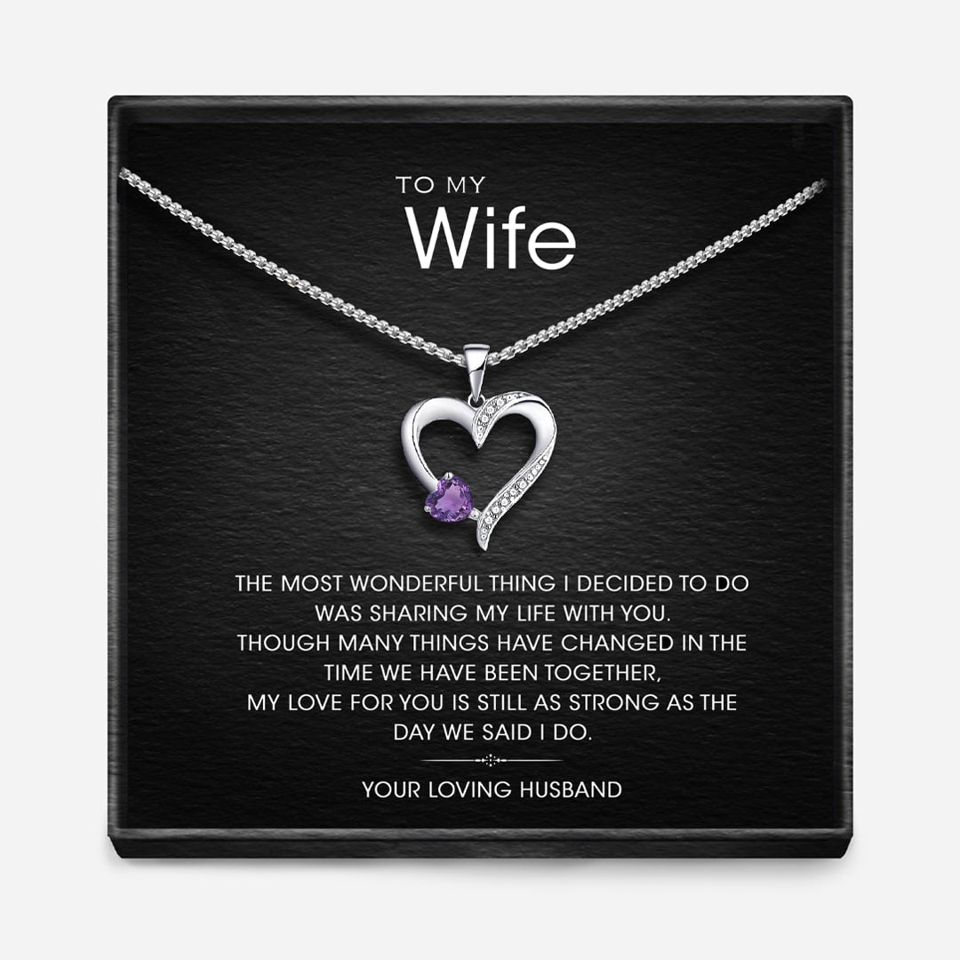 "TO MY WIFE " - Sterling Silver Sacred Heart Necklace - 5 Colours